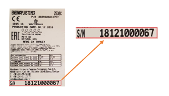 Example location of Warmhaus boiler serial number